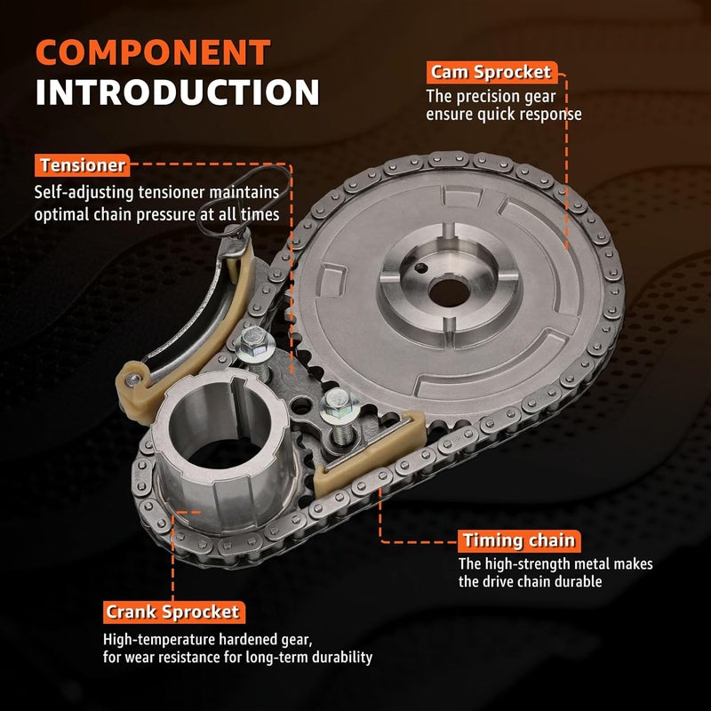 CHARMKER LS Timing Chain Kit w/Tensioner Fits 4.8L 5.3L 5.7L 6.0L 6.2L V8 Engines - LS1 LS2 LS3 L99 LS4 LQ4 LSA L76 L77 Compatible with Chevy GMC Silverado 1500 Tahoe Avalanche Express Suburban Sierra Yukon - Image 3